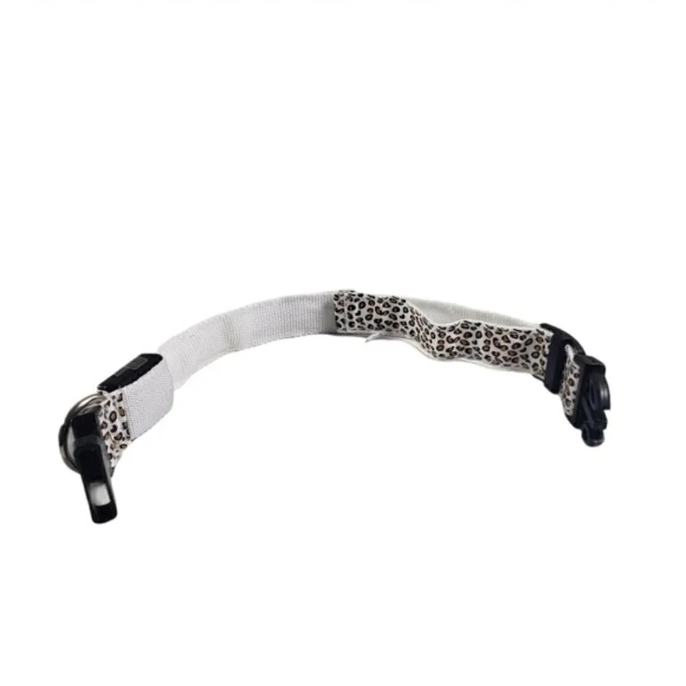 Animal Print Dog Collar with 3 Settings White LED